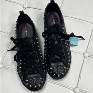 Prada Black Studded Men's Sneakers